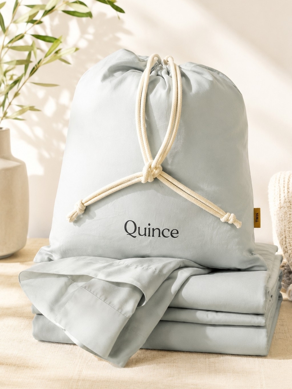 Quince Organic Bamboo Twin Sheet Set Mist NWOT Cooling Luxury Bedding